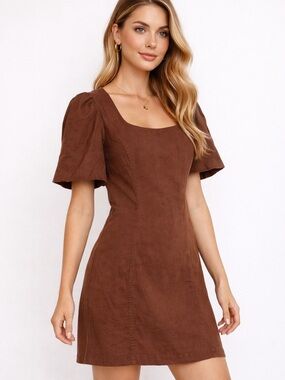 Maeve Anthropologie Light Sand Open Back Mini Dress NWT Size L